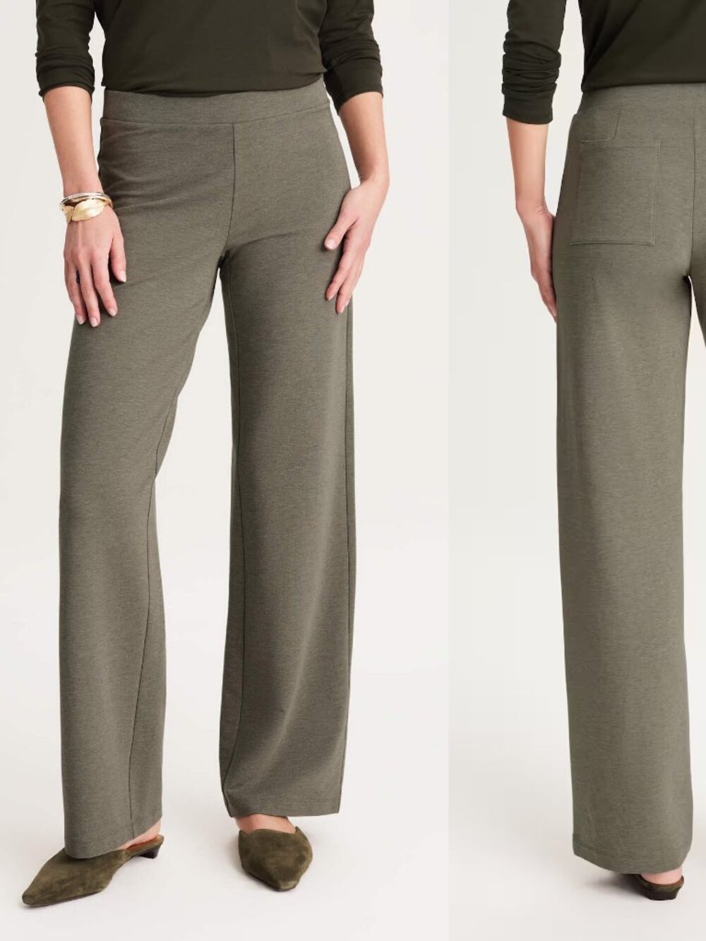 J. Jill Pure Jill Olive Heather Affinity Pull On Wide Leg Pants